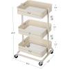 imageSONGMICS 3Tier Metal Rolling Cart Utility Cart Kitchen Cart with Adjustable Shelves Storage Trolley with 2 Brakes Easy Assembly for Kitchen Office Bathroom Black UBSC60BBeige