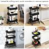 imageSONGMICS 3Tier Metal Rolling Cart Utility Cart Kitchen Cart with Adjustable Shelves Storage Trolley with 2 Brakes Easy Assembly for Kitchen Office Bathroom Black UBSC60BBlack
