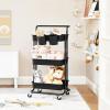 imageSONGMICS 3Tier Metal Rolling Cart Utility Cart Kitchen Cart with Adjustable Shelves Storage Trolley with 2 Brakes Easy Assembly for Kitchen Office Bathroom Black UBSC60BBlack