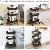 imageSONGMICS 3Tier Metal Rolling Cart Utility Cart Kitchen Cart with Adjustable Shelves Storage Trolley with 2 Brakes Easy Assembly for Kitchen Office Bathroom Black UBSC60BBronze