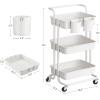 imageSONGMICS 3Tier Metal Rolling Cart Utility Cart Kitchen Cart with Adjustable Shelves Storage Trolley with 2 Brakes Easy Assembly for Kitchen Office Bathroom Black UBSC60BWhite