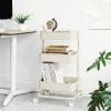 imageSONGMICS 3Tier Metal Rolling Cart Utility Cart Kitchen Cart with Adjustable Shelves Storage Trolley with 2 Brakes Easy Assembly for Kitchen Office Bathroom Black UBSC60BBeige