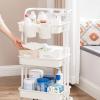 imageSONGMICS 3Tier Metal Rolling Cart Utility Cart Kitchen Cart with Adjustable Shelves Storage Trolley with 2 Brakes Easy Assembly for Kitchen Office Bathroom Black UBSC60BWhite