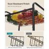 imageSONGMICS 3Tier Metal Rolling Cart on Wheels with Baskets Lockable Utility Trolley with Handles for Kitchen Bathroom Closet Storage with Removable Shelves Black UBSC03BKBlack