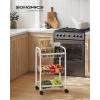imageSONGMICS 3Tier Metal Rolling Cart on Wheels with Baskets Lockable Utility Trolley with Handles for Kitchen Bathroom Closet Storage with Removable Shelves Black UBSC03BKWhite