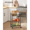 imageSONGMICS 3Tier Metal Rolling Cart on Wheels with Baskets Lockable Utility Trolley with Handles for Kitchen Bathroom Closet Storage with Removable Shelves Black UBSC03BKBlack