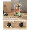 imageSONGMICS 3Tier Metal Rolling Cart on Wheels with Baskets Lockable Utility Trolley with Handles for Kitchen Bathroom Closet Storage with Removable Shelves Black UBSC03BKWhite