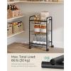 imageSONGMICS 3Tier Metal Rolling Cart on Wheels with Baskets Lockable Utility Trolley with Handles for Kitchen Bathroom Closet Storage with Removable Shelves Black UBSC03BKBlack