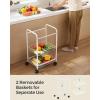 imageSONGMICS 3Tier Metal Rolling Cart on Wheels with Baskets Lockable Utility Trolley with Handles for Kitchen Bathroom Closet Storage with Removable Shelves Black UBSC03BKWhite