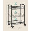 imageSONGMICS 3Tier Metal Rolling Cart on Wheels with Baskets Lockable Utility Trolley with Handles for Kitchen Bathroom Closet Storage with Removable Shelves Black UBSC03BKBlack