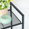 imageSONGMICS 3Tier Storage Rack Bathroom Shelf Extendable Plant Stand with Adjustable Shelf for Bathroom Living Room Balcony Kitchen Black UBSC33BKBlack