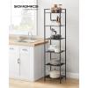 imageSONGMICS 3Tier Storage Rack Bathroom Shelf Extendable Plant Stand with Adjustable Shelf for Bathroom Living Room Balcony Kitchen Black UBSC33BKBlack
