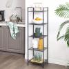 imageSONGMICS 3Tier Storage Rack Bathroom Shelf Extendable Plant Stand with Adjustable Shelf for Bathroom Living Room Balcony Kitchen Black UBSC33BKBlack