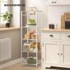 imageSONGMICS 3Tier Storage Rack Bathroom Shelf Extendable Plant Stand with Adjustable Shelf for Bathroom Living Room Balcony Kitchen Black UBSC33BKWhite