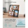 imageSONGMICS 4x6 Collage Picture Frames Family Photo Collage Frame Set of 4 for Wall Decor Glass Front Wall Hanging or Tabletop Pale GoldAsh Black  Rustic Brown