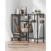 imageSONGMICS 5Tier Bathroom Shelf Storage Rack for Small Space with 5 PP Shelf Liners Removable Hook Extendable Design Ink Black and Translucent ULGR23BKInk Black  Translucent
