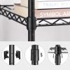 imageSONGMICS 5Tier Bathroom Shelf Storage Rack for Small Space with 5 PP Shelf Liners Removable Hook Extendable Design Ink Black and Translucent ULGR23BKInk Black  Translucent