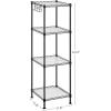 imageSONGMICS 5Tier Bathroom Shelf Storage Rack for Small Space with 5 PP Shelf Liners Removable Hook Extendable Design Ink Black and Translucent ULGR23BKInk Black  Translucent