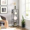 imageSONGMICS 5Tier Bathroom Shelf Storage Rack for Small Space with 5 PP Shelf Liners Removable Hook Extendable Design Ink Black and Translucent ULGR23BKInk Black  Translucent