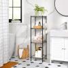 imageSONGMICS 5Tier Bathroom Shelf Storage Rack for Small Space with 5 PP Shelf Liners Removable Hook Extendable Design Ink Black and Translucent ULGR23BKInk Black  Translucent
