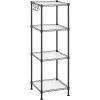 imageSONGMICS 5Tier Bathroom Shelf Storage Rack for Small Space with 5 PP Shelf Liners Removable Hook Extendable Design Ink Black and Translucent ULGR23BKInk Black  Translucent