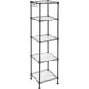 imageSONGMICS 5Tier Bathroom Shelf Storage Rack for Small Space with 5 PP Shelf Liners Removable Hook Extendable Design Ink Black and Translucent ULGR23BKInk Black  Translucent