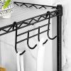 imageSONGMICS 5Tier Bathroom Shelf Storage Rack for Small Space with 5 PP Shelf Liners Removable Hook Extendable Design Ink Black and Translucent ULGR23BKInk Black  Translucent