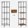 imageSONGMICS 5Tier Bathroom Shelf Storage Rack for Small Space with 5 PP Shelf Liners Removable Hook Extendable Design Ink Black and Translucent ULGR23BKInk Black  Rustic Brown