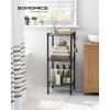 imageSONGMICS 5Tier Bathroom Shelf Storage Rack for Small Space with 5 PP Shelf Liners Removable Hook Extendable Design Ink Black and Translucent ULGR23BKInk Black  Translucent