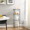 imageSONGMICS 5Tier Bathroom Shelf Storage Rack for Small Space with 5 PP Shelf Liners Removable Hook Extendable Design Ink Black and Translucent ULGR23BKInk Black  Translucent