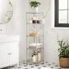 imageSONGMICS 5Tier Bathroom Shelf Storage Rack for Small Space with 5 PP Shelf Liners Removable Hook Extendable Design Ink Black and Translucent ULGR23BKSilver  Translucent