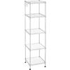 imageSONGMICS 5Tier Bathroom Shelf Storage Rack for Small Space with 5 PP Shelf Liners Removable Hook Extendable Design Ink Black and Translucent ULGR23BKSilver  Translucent