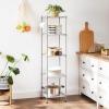 imageSONGMICS 5Tier Bathroom Shelf Storage Rack for Small Space with 5 PP Shelf Liners Removable Hook Extendable Design Ink Black and Translucent ULGR23BKSilver  Translucent