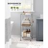 imageSONGMICS 5Tier Bathroom Shelf Storage Rack for Small Space with 5 PP Shelf Liners Removable Hook Extendable Design Ink Black and Translucent ULGR23BKSilver  Translucent