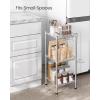 imageSONGMICS 5Tier Bathroom Shelf Storage Rack for Small Space with 5 PP Shelf Liners Removable Hook Extendable Design Ink Black and Translucent ULGR23BKSilver  Translucent