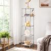 imageSONGMICS 5Tier Bathroom Shelf Storage Rack for Small Space with 5 PP Shelf Liners Removable Hook Extendable Design Ink Black and Translucent ULGR23BKSilver  Translucent