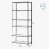 imageSONGMICS 5Tier Storage Shelves Wire Shelving Unit Kitchen Metal Shelves Storage Rack with Adjustable Shelves Shelf Liners 8 Hooks for Garage 118 x 157 x 476 Inches Black ULGR115B01Black