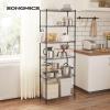imageSONGMICS 5Tier Storage Shelves Wire Shelving Unit Kitchen Metal Shelves Storage Rack with Adjustable Shelves Shelf Liners 8 Hooks for Garage 118 x 157 x 476 Inches Black ULGR115B01Black