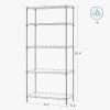 imageSONGMICS 5Tier Storage Shelves Wire Shelving Unit Kitchen Metal Shelves Storage Rack with Adjustable Shelves Shelf Liners 8 Hooks for Garage 118 x 157 x 476 Inches Black ULGR115B01Silver