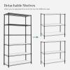 imageSONGMICS 5Tier Storage Shelves Wire Shelving Unit Kitchen Metal Shelves Storage Rack with Adjustable Shelves Shelf Liners 8 Hooks for Garage 118 x 157 x 476 Inches Black ULGR115B01Black