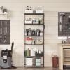 imageSONGMICS 5Tier Storage Shelves Wire Shelving Unit Kitchen Metal Shelves Storage Rack with Adjustable Shelves Shelf Liners 8 Hooks for Garage 118 x 157 x 476 Inches Black ULGR115B01Black