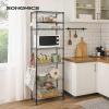 imageSONGMICS 5Tier Storage Shelves Wire Shelving Unit Kitchen Metal Shelves Storage Rack with Adjustable Shelves Shelf Liners 8 Hooks for Garage 118 x 157 x 476 Inches Black ULGR115B01Black
