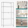 imageSONGMICS 5Tier Storage Shelves Wire Shelving Unit Kitchen Metal Shelves Storage Rack with Adjustable Shelves Shelf Liners 8 Hooks for Garage 118 x 157 x 476 Inches Black ULGR115B01Silver