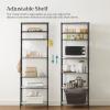 imageSONGMICS 5Tier Storage Shelves Wire Shelving Unit Kitchen Metal Shelves Storage Rack with Adjustable Shelves Shelf Liners 8 Hooks for Garage 118 x 157 x 476 Inches Black ULGR115B01Black