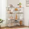imageSONGMICS 5Tier Storage Shelves Wire Shelving Unit Kitchen Metal Shelves Storage Rack with Adjustable Shelves Shelf Liners 8 Hooks for Garage 118 x 157 x 476 Inches Black ULGR115B01Silver