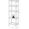 imageSONGMICS 5Tier Storage Shelves Wire Shelving Unit Kitchen Metal Shelves Storage Rack with Adjustable Shelves Shelf Liners 8 Hooks for Garage 118 x 157 x 476 Inches Black ULGR115B01Silver