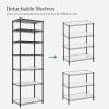 imageSONGMICS 5Tier Storage Shelves Wire Shelving Unit Kitchen Metal Shelves Storage Rack with Adjustable Shelves Shelf Liners 8 Hooks for Garage 118 x 157 x 476 Inches Black ULGR115B01Black