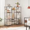 imageSONGMICS 5Tier Storage Shelves Wire Shelving Unit Kitchen Metal Shelves Storage Rack with Adjustable Shelves Shelf Liners 8 Hooks for Garage 118 x 157 x 476 Inches Black ULGR115B01Black