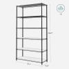 imageSONGMICS 5Tier Storage Shelves Wire Shelving Unit Kitchen Metal Shelves Storage Rack with Adjustable Shelves Shelf Liners 8 Hooks for Garage 118 x 157 x 476 Inches Black ULGR115B01Black