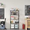 imageSONGMICS 5Tier Storage Shelves Wire Shelving Unit Kitchen Metal Shelves Storage Rack with Adjustable Shelves Shelf Liners 8 Hooks for Garage 118 x 157 x 476 Inches Black ULGR115B01Black